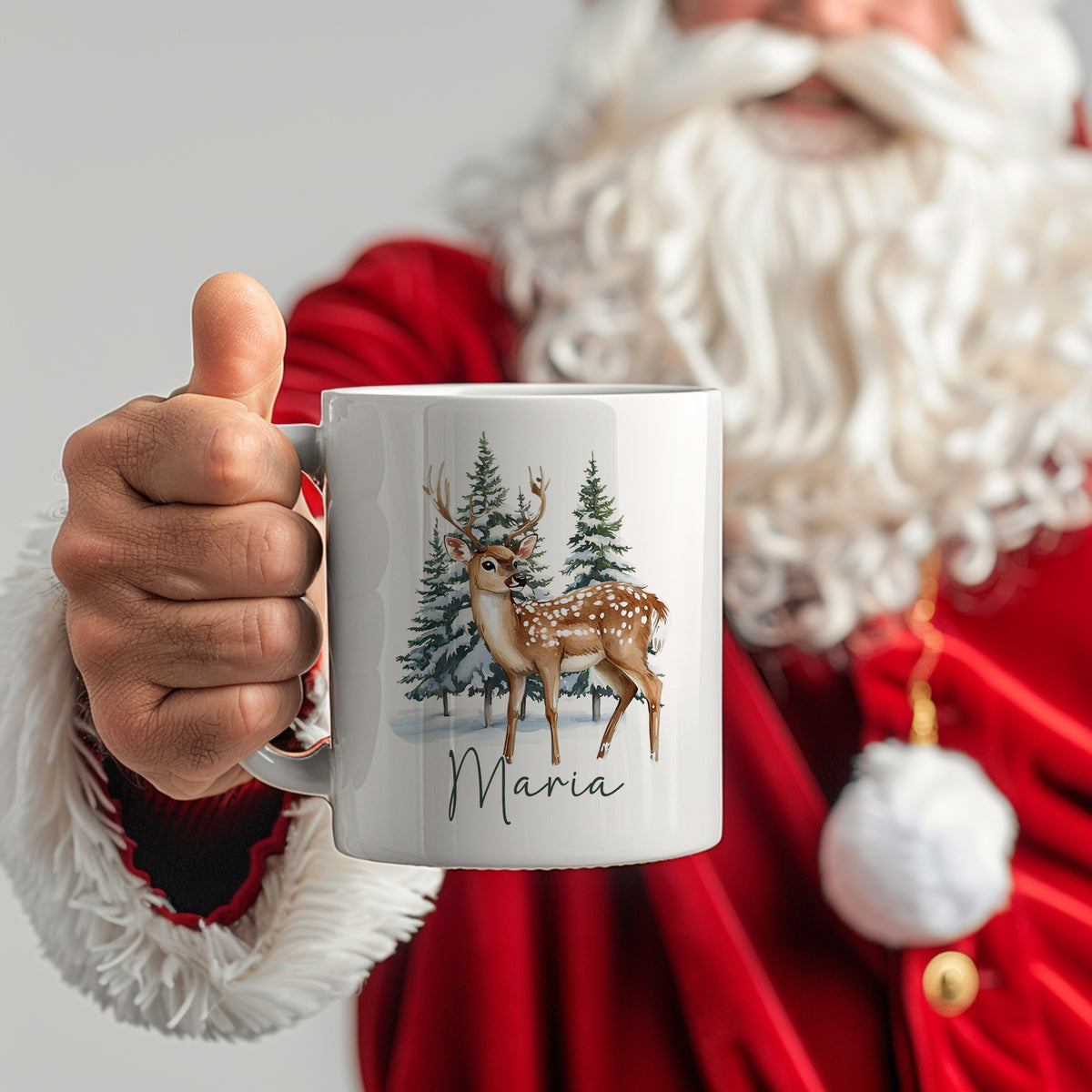Tasse mit Reh-Motiv und personalisiertem Namen "Maria".
