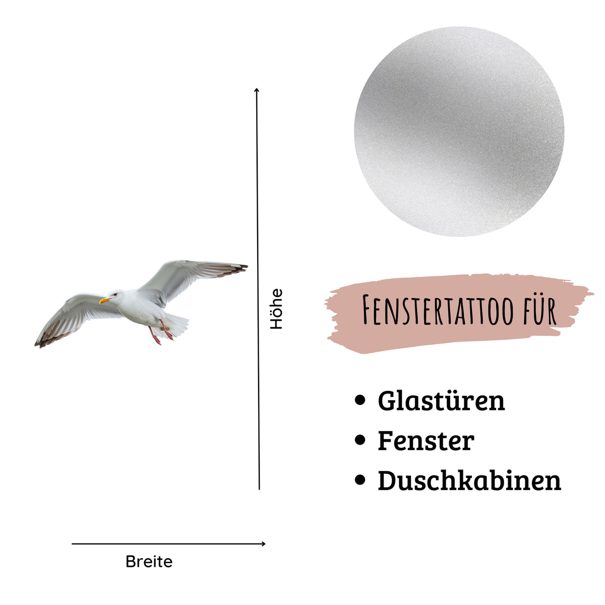 Fenstertattoo für Glas, silberne Farbe, vielseitig einsetzbar.