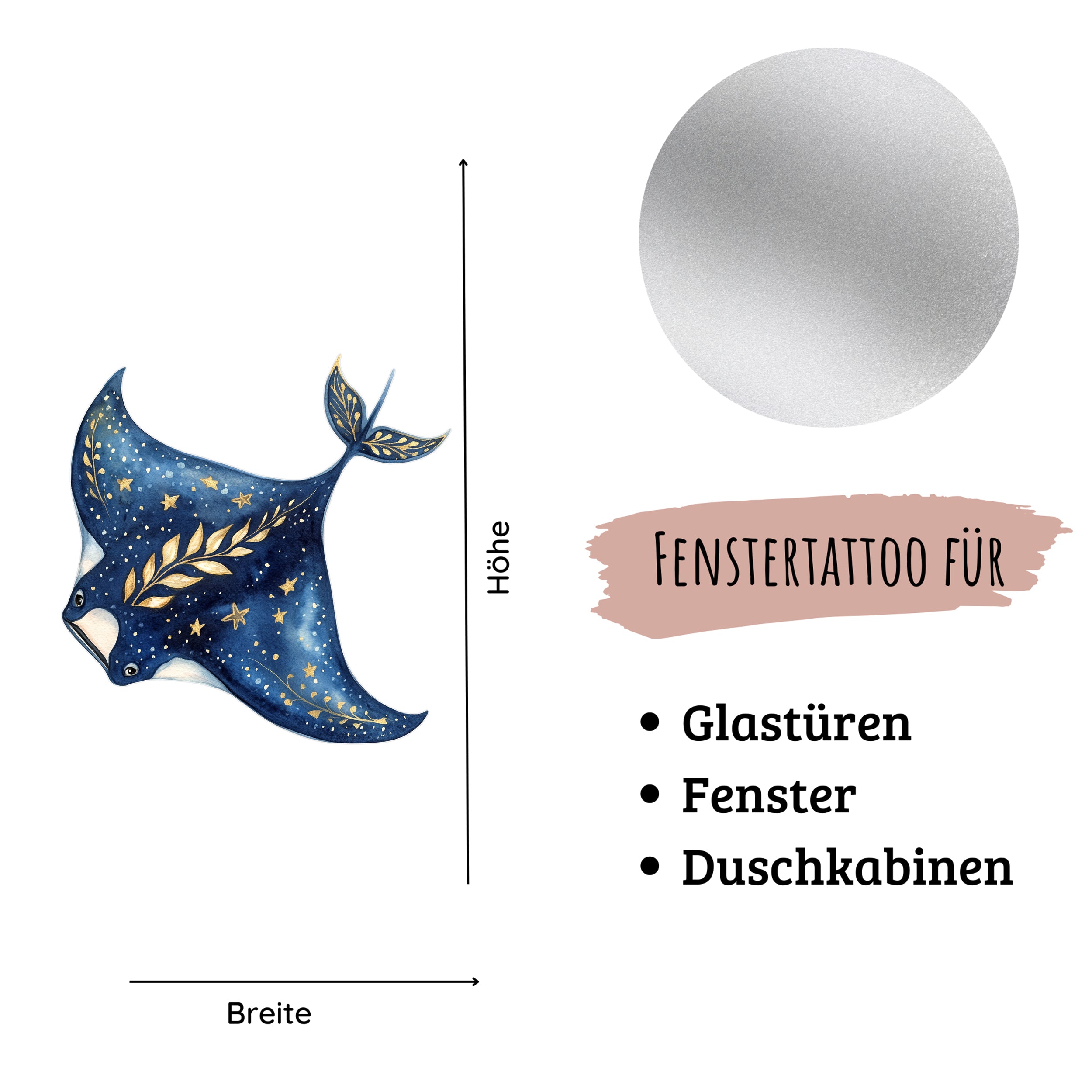 Fenstertattoo Manta Rochen