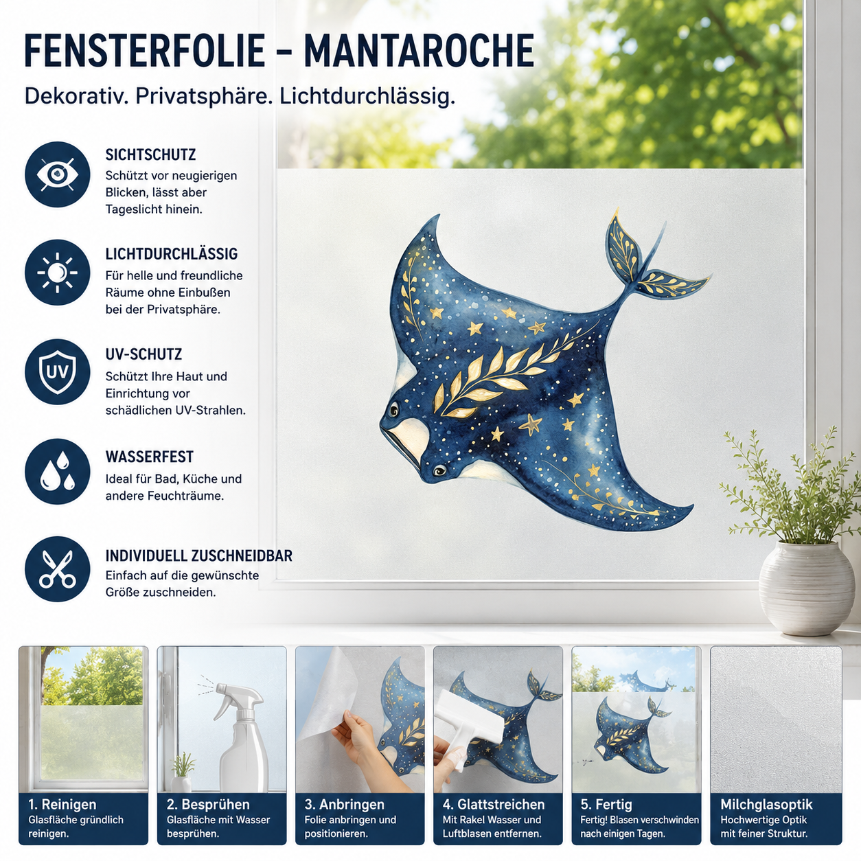 Fensterfolie Manta Rochen