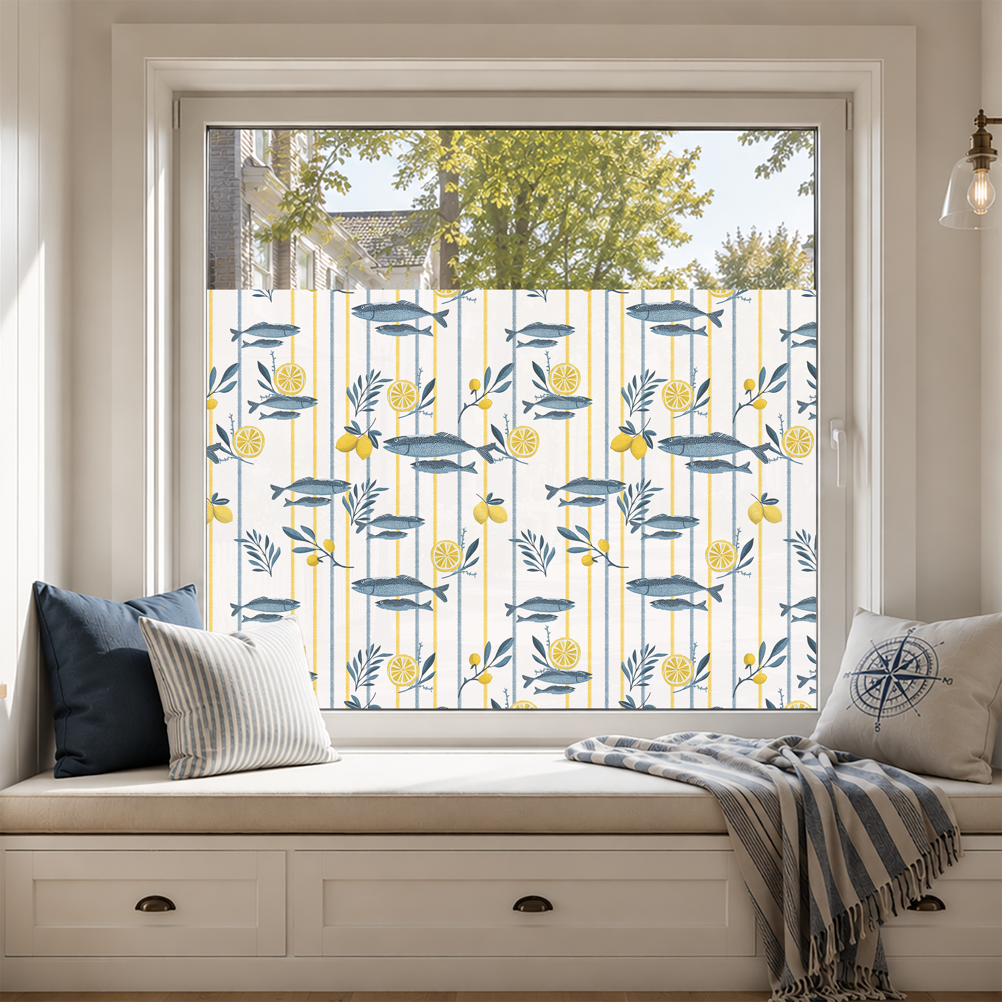 Fensterfolie maritim mit Fischen