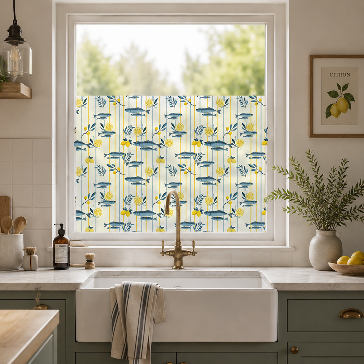Fensterfolie maritim mit Fischen
