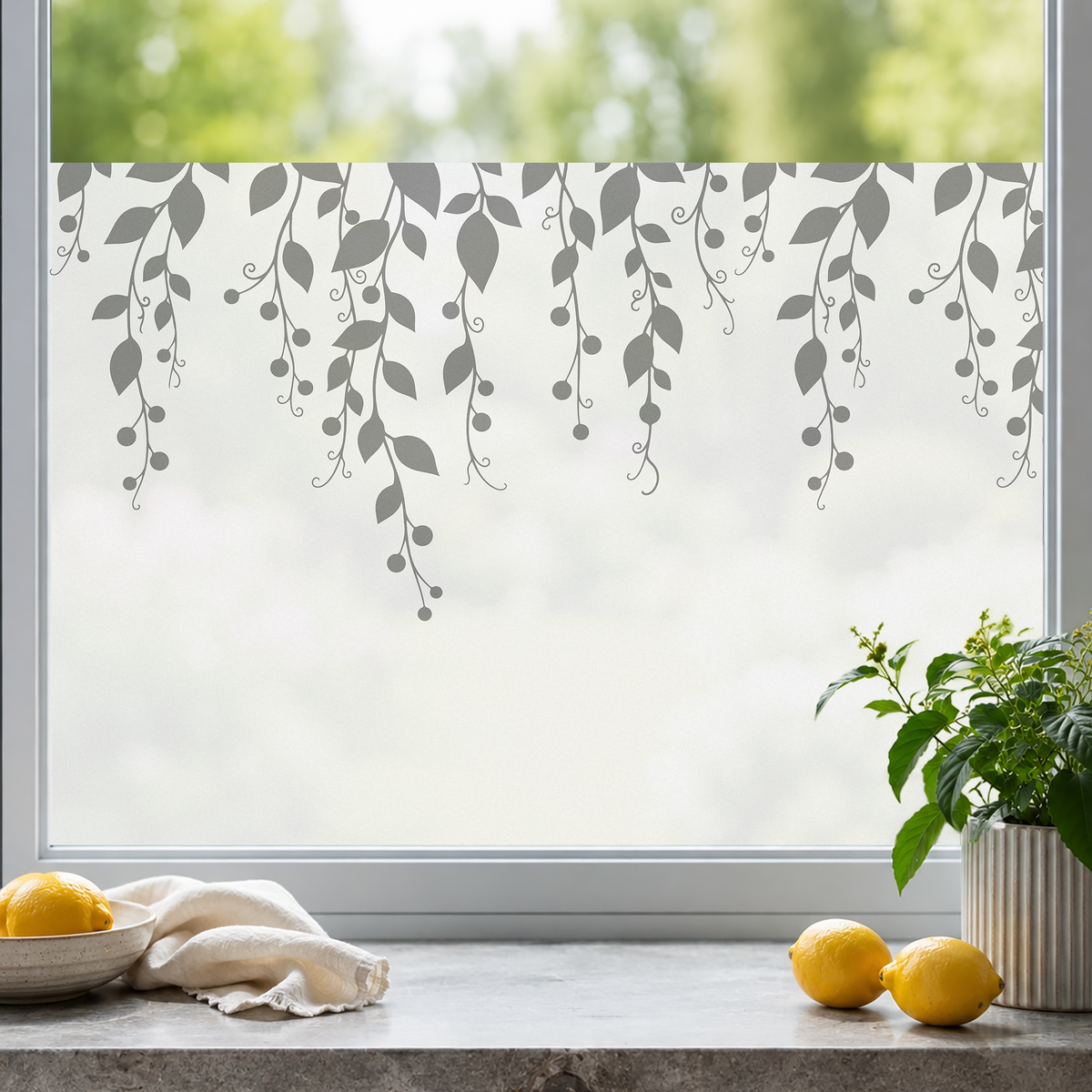 Fensterfolie Dekoratives Blätter-Motiv