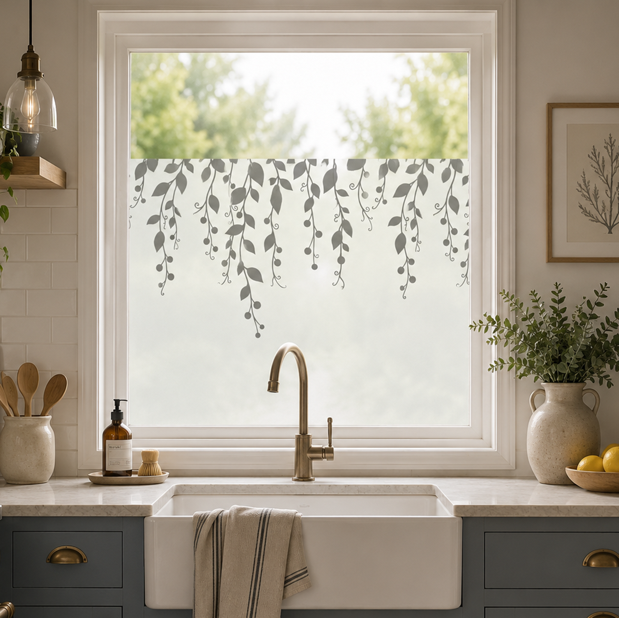 Fensterfolie Dekoratives Blätter-Motiv