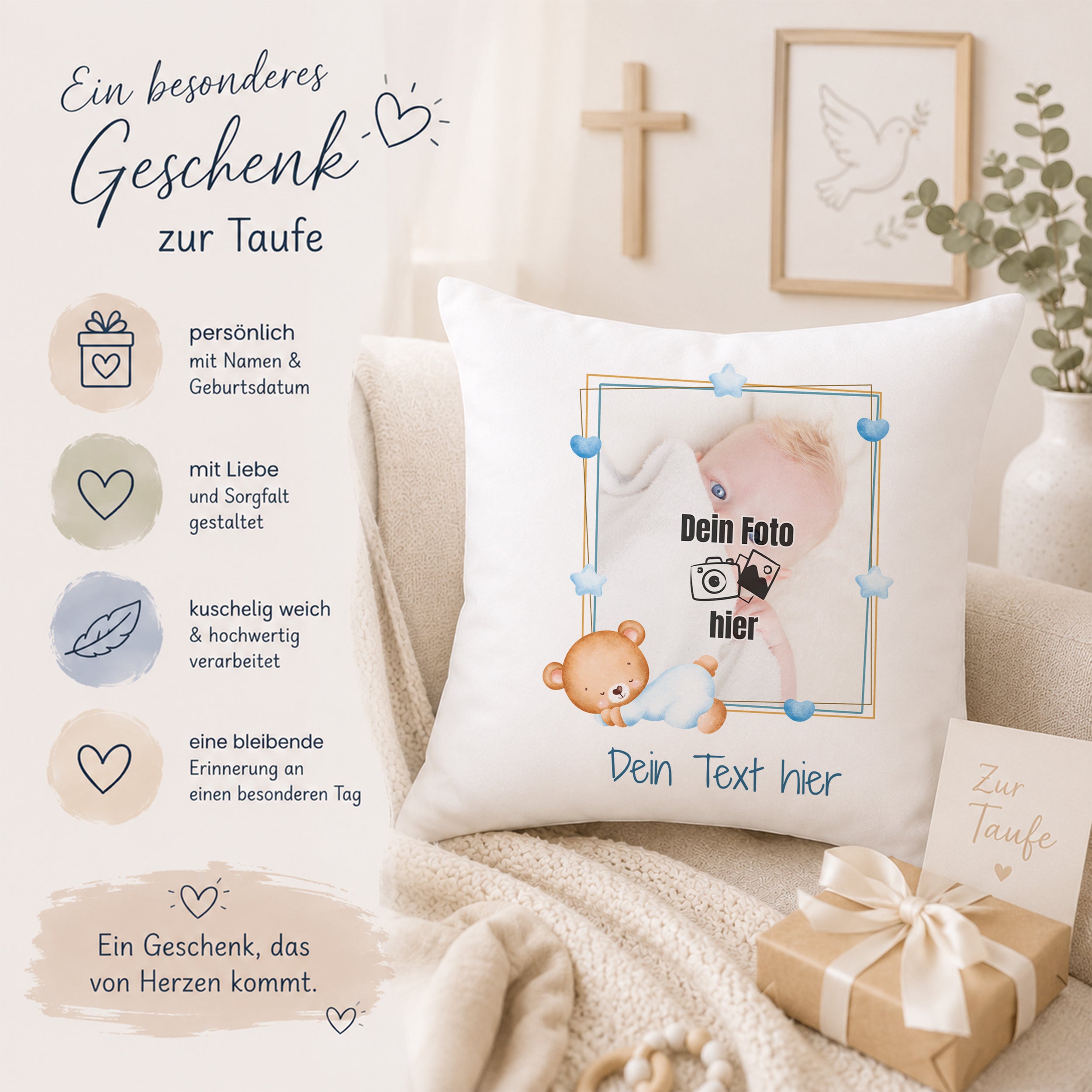 Kissen mit Foto und Text - Dein besonderer Moment