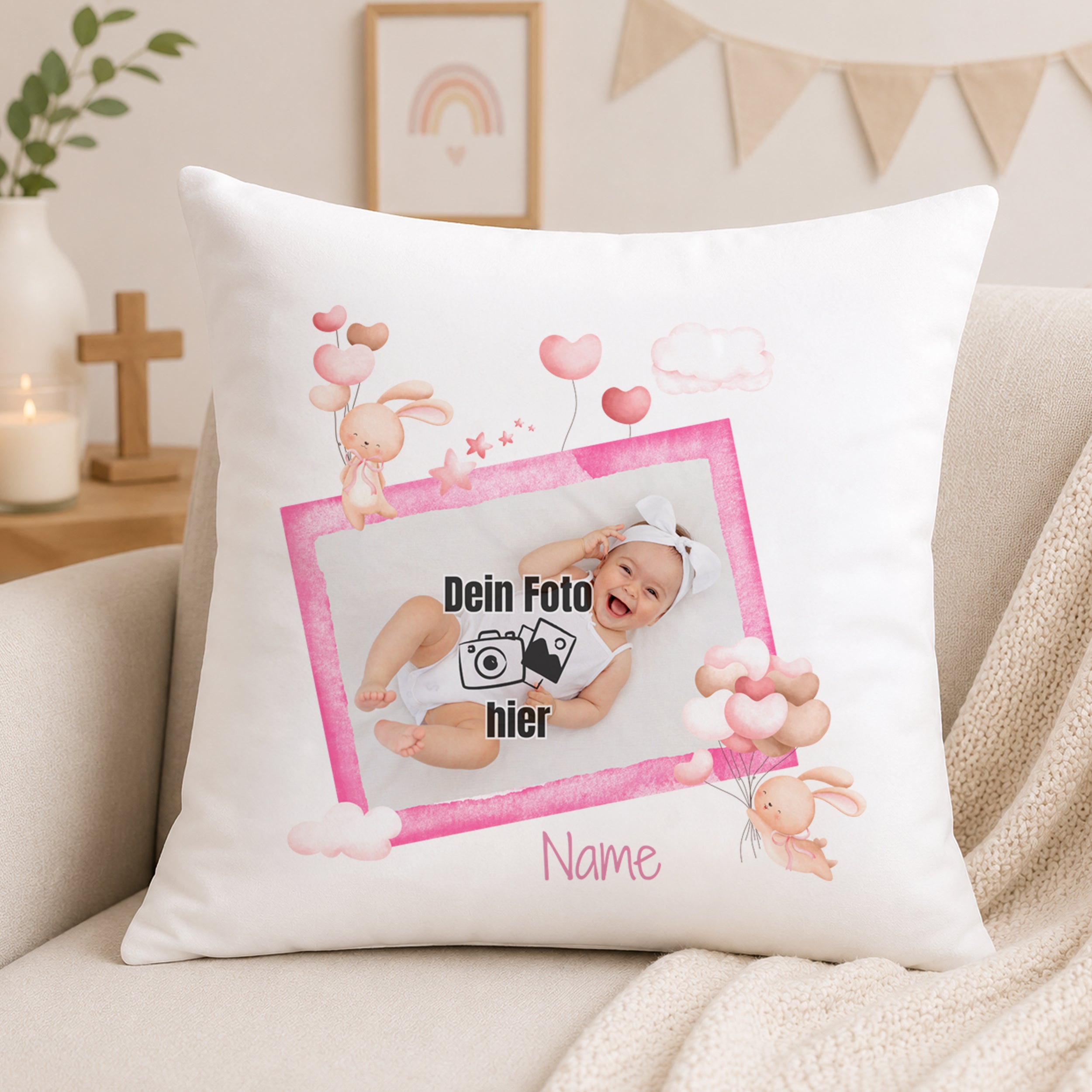 Kissen Babyfoto - Ein Lächeln für dein Zuhause