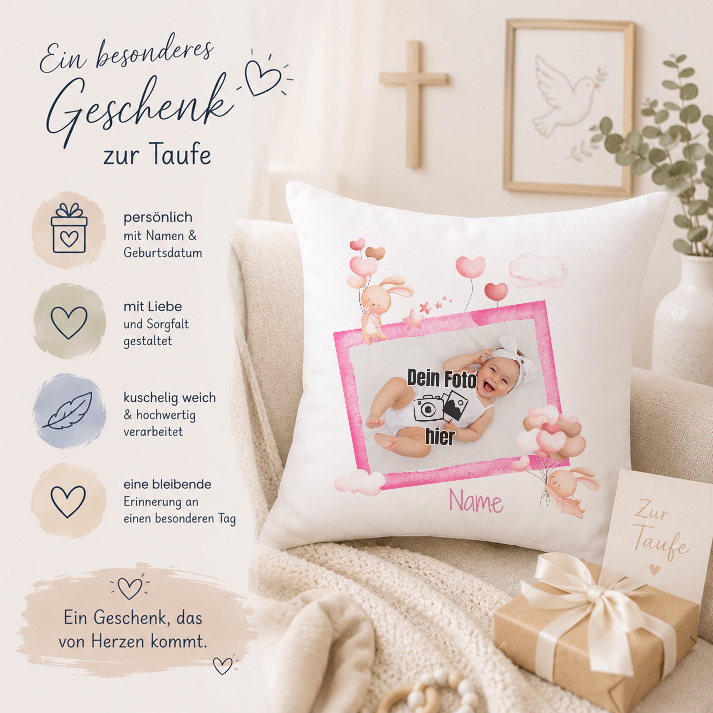 Kissen Babyfoto - Ein Lächeln für dein Zuhause
