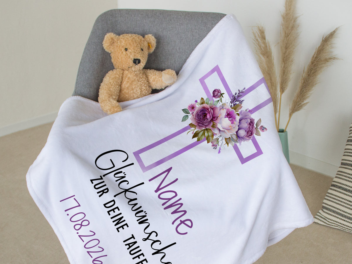 Babydecke Taufe mit Blumen - Für besondere Segensmomente