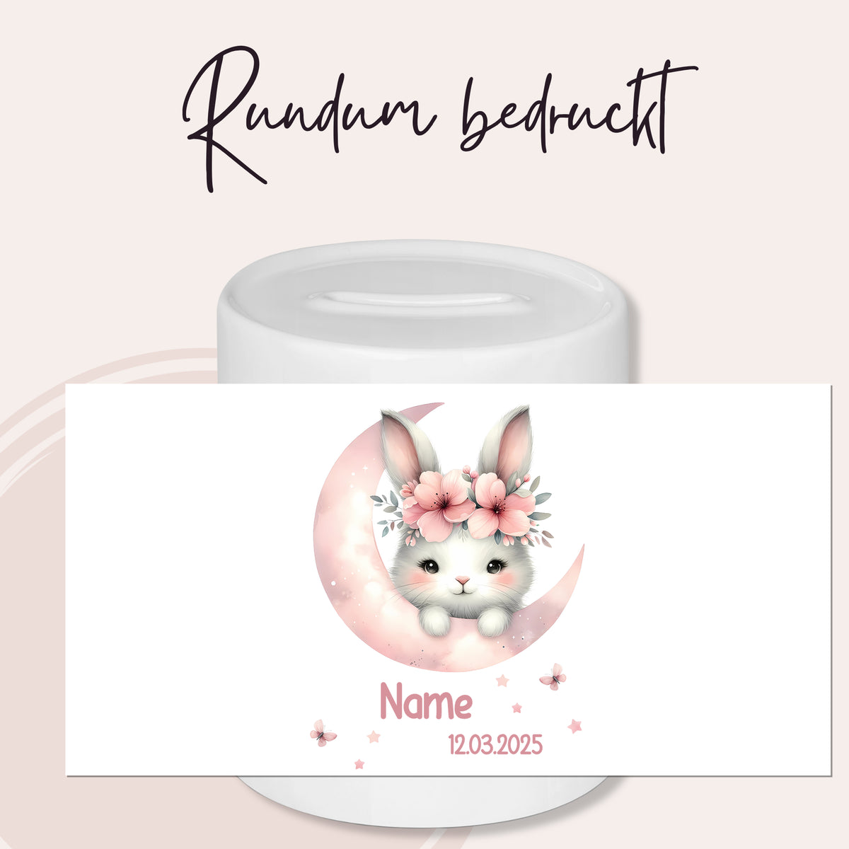 Spardose Hase mit Blumen - Für kleine Sparfüchse