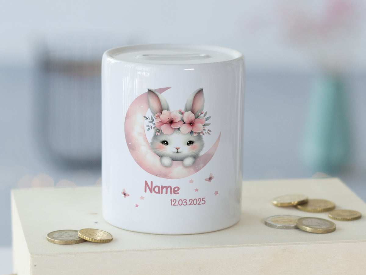 Spardose Hase mit Blumen - Für kleine Sparfüchse