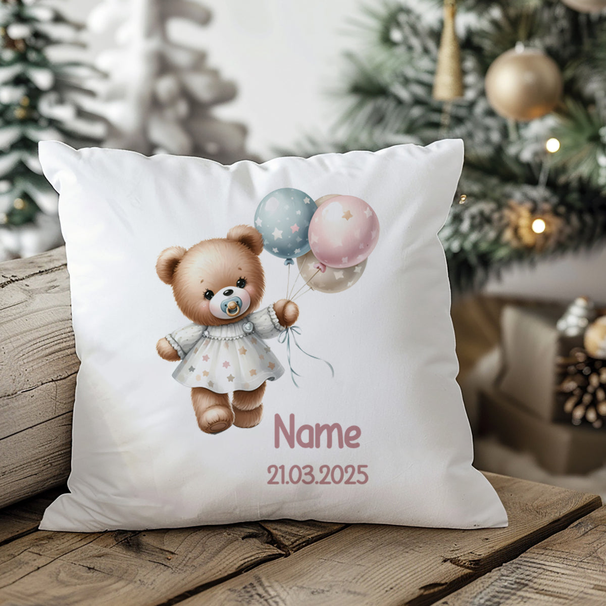 Kissen Bärchen mit Ballons - Für süße Träume