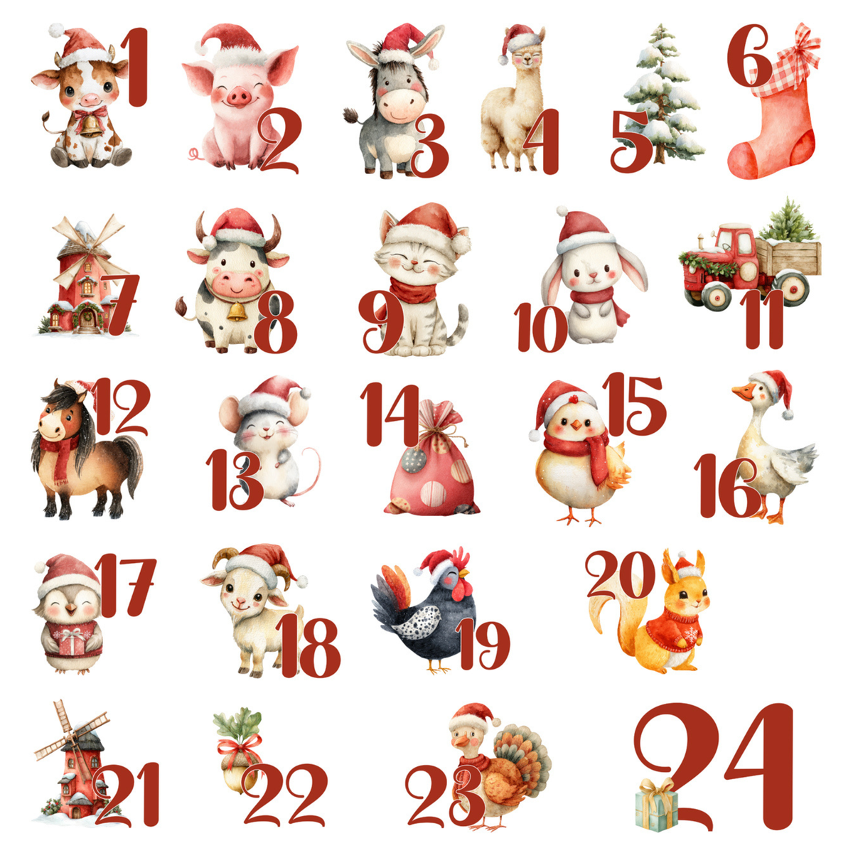 Adventskalender Weihnachten auf dem Bauernhof