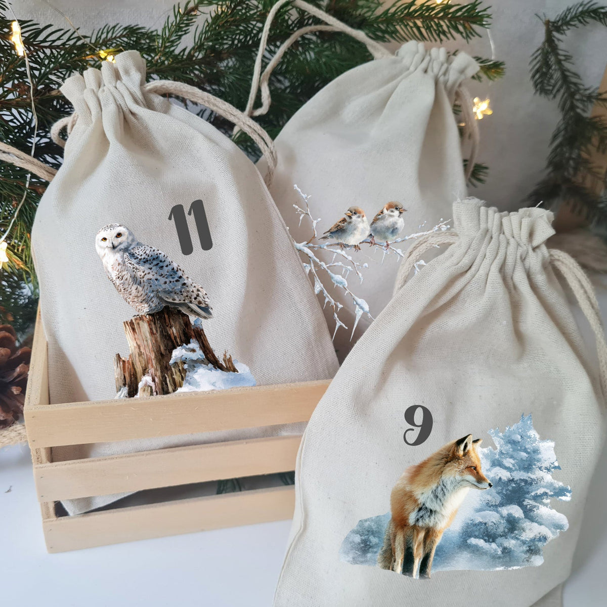 Adventskalender Winterwald Aquarell
