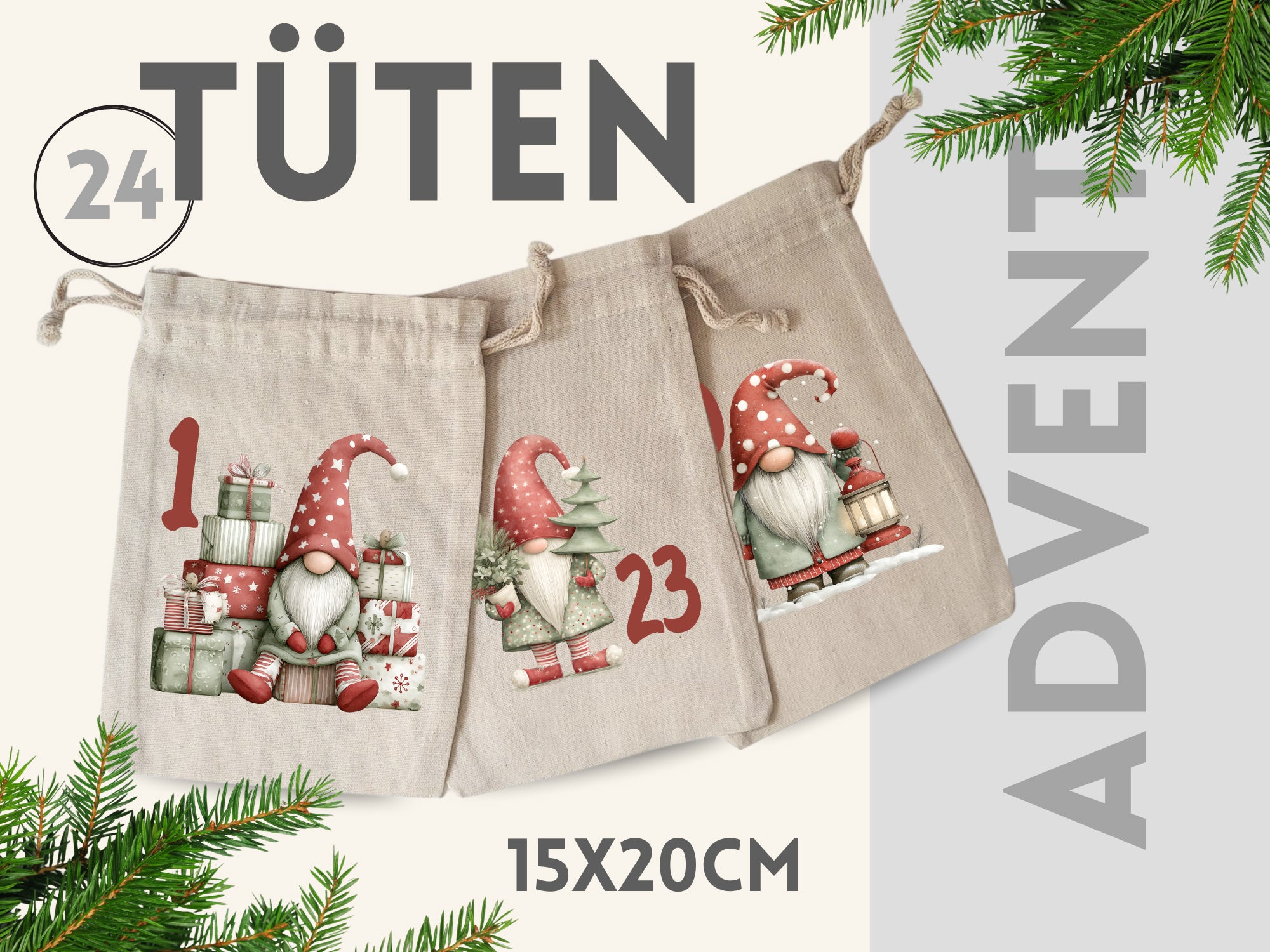 Adventskalender Weihnachtswichtel in Rot & Grün