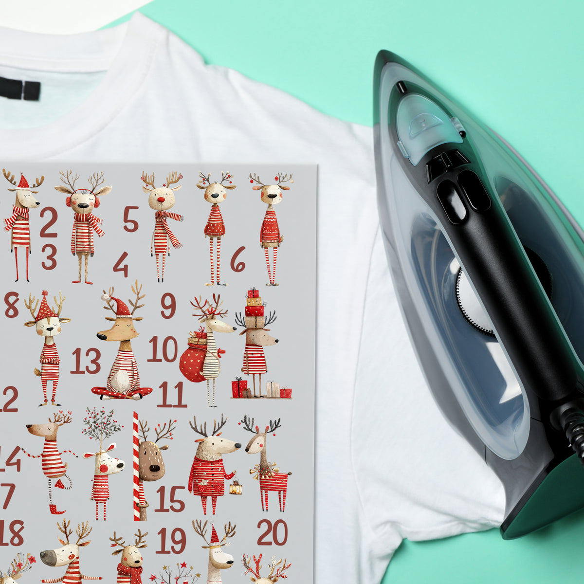Bügelbilder für Adventskalender Weihnachtsrentiere
