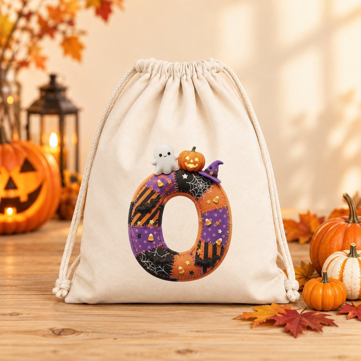Turnbeutel Halloween Buchstabe O - Fröhliche Gruselzeit