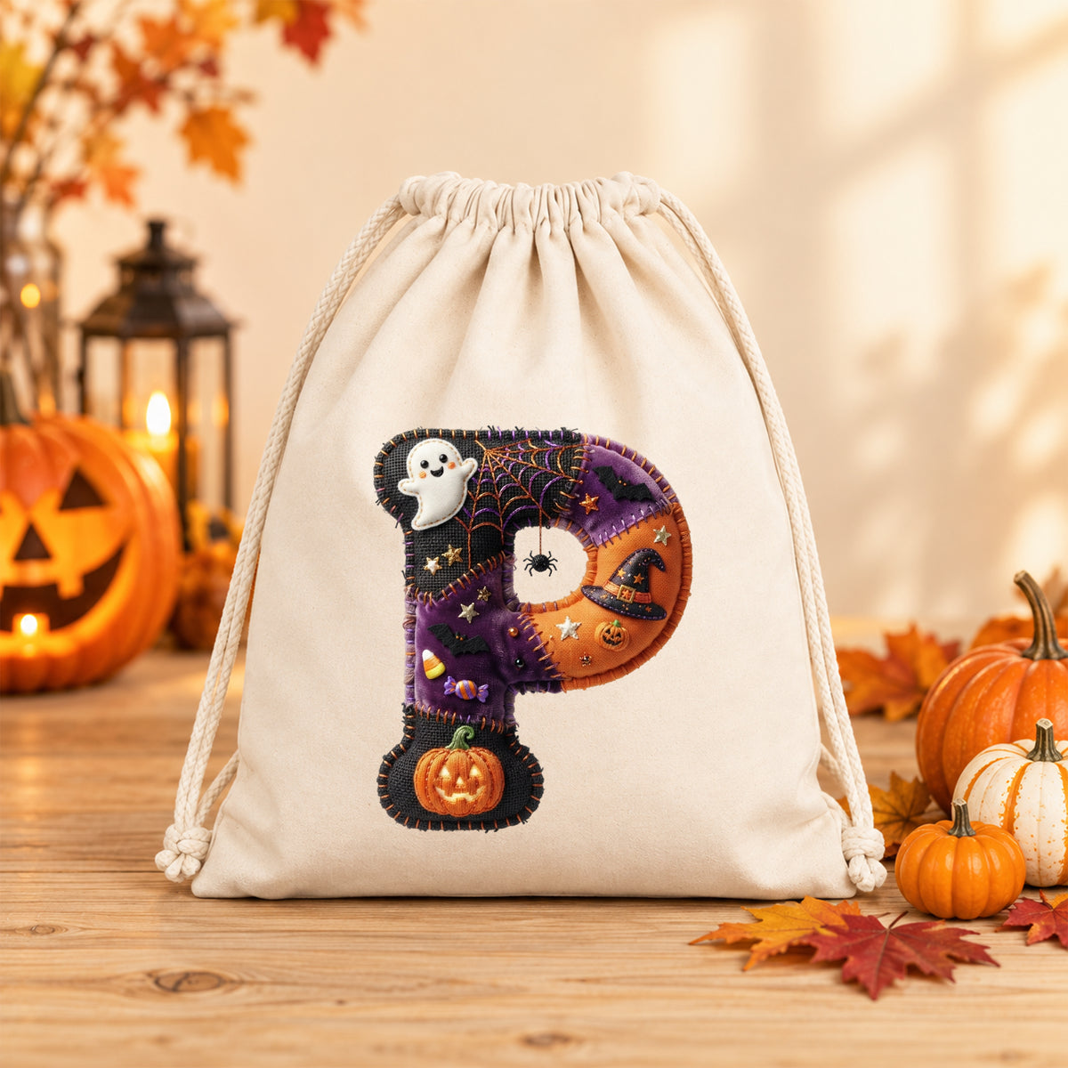 Turnbeutel Halloween Buchstabe P - Für gruselige Abenteuer