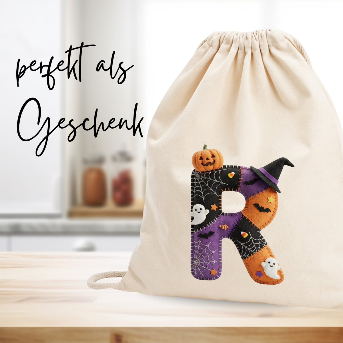 Turnbeutel Halloween Buchstabe R - Für schaurig schöne Abenteuer