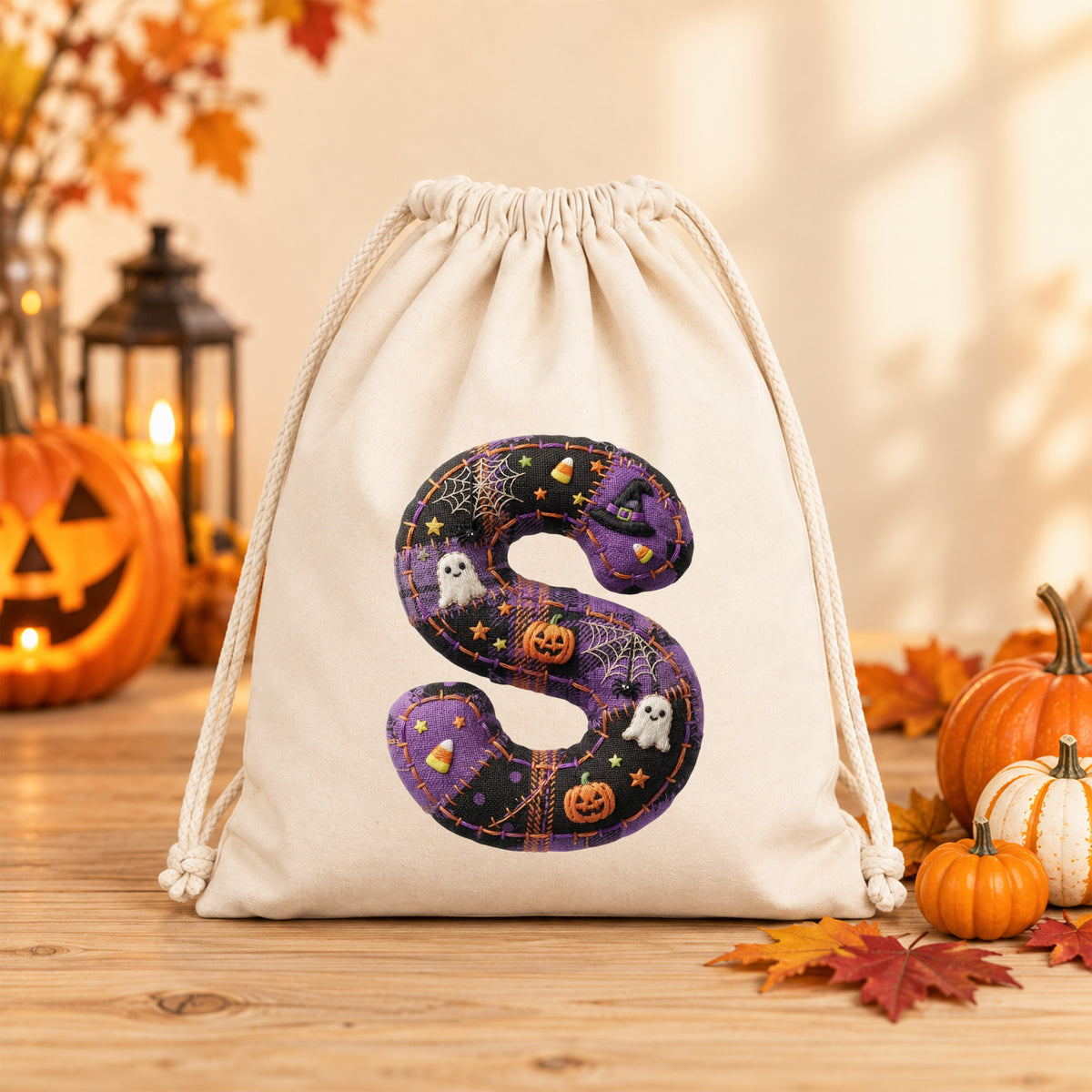 Turnbeutel Halloween Buchstabe S - Für gruselige Abenteuer