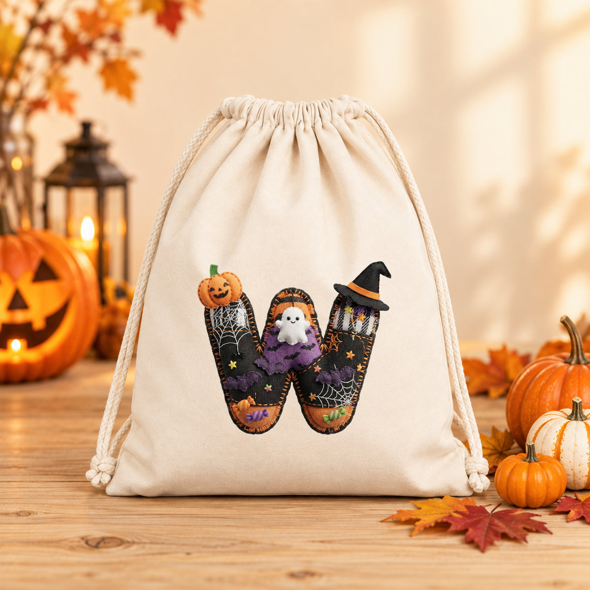 Turnbeutel Halloween Buchstabe W - Gruselige Begleiter für deinen Herbst