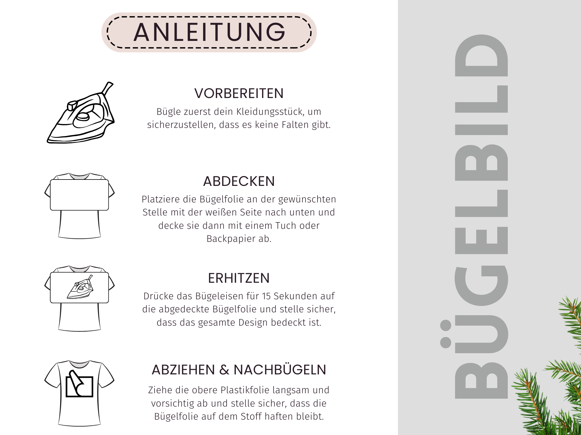 Anleitung für Bügelbilder mit T-Shirt und Bügeleisen.