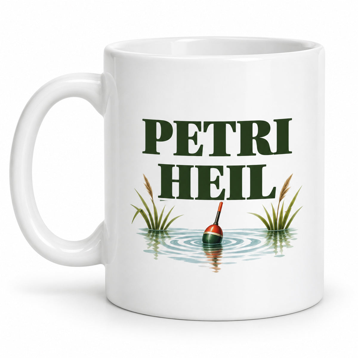 Angler-Tasse mit Namen – Petri Heil – Spruchseite