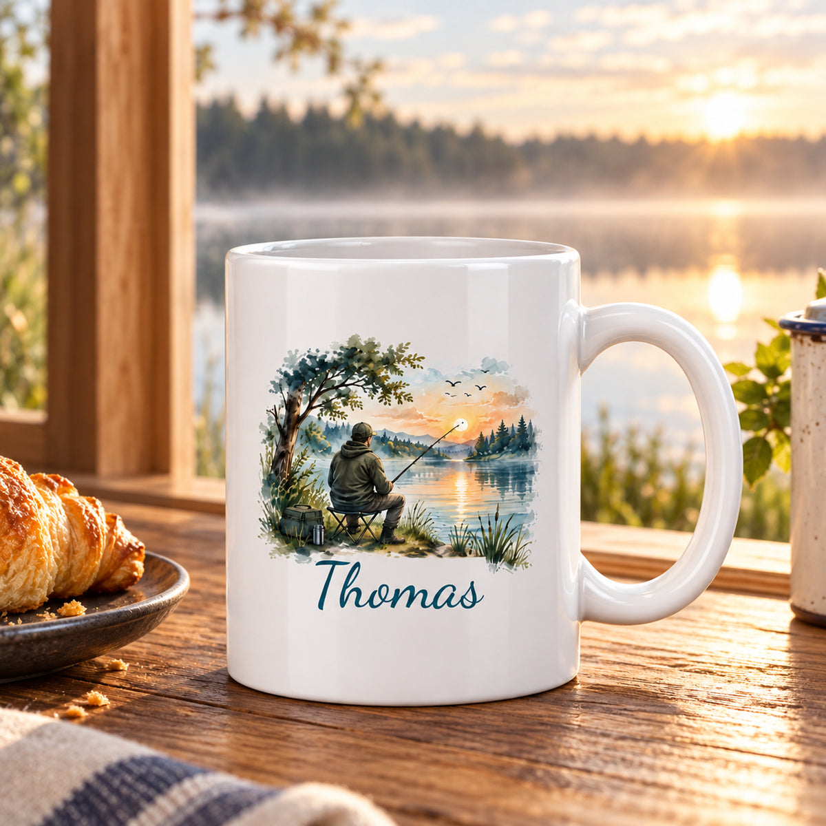 Angler-Tasse mit Namen – Mein Lieblingsplatz ist am Wasser – Wohnambiente