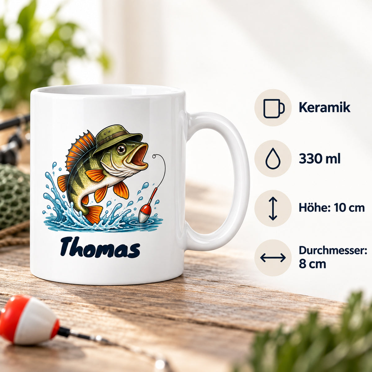Angler-Tasse mit Namen – Bin angeln. Probleme bitte später. – Produktdetails