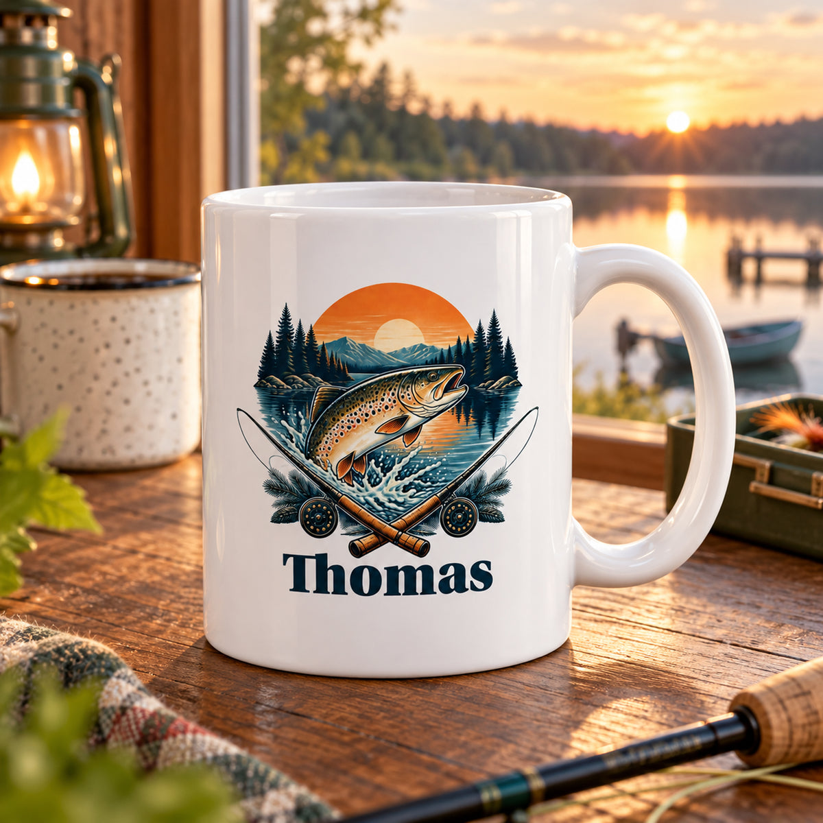 Angler-Tasse mit Namen – Angeln. Abschalten. Glücklich sein. – Wohnambiente