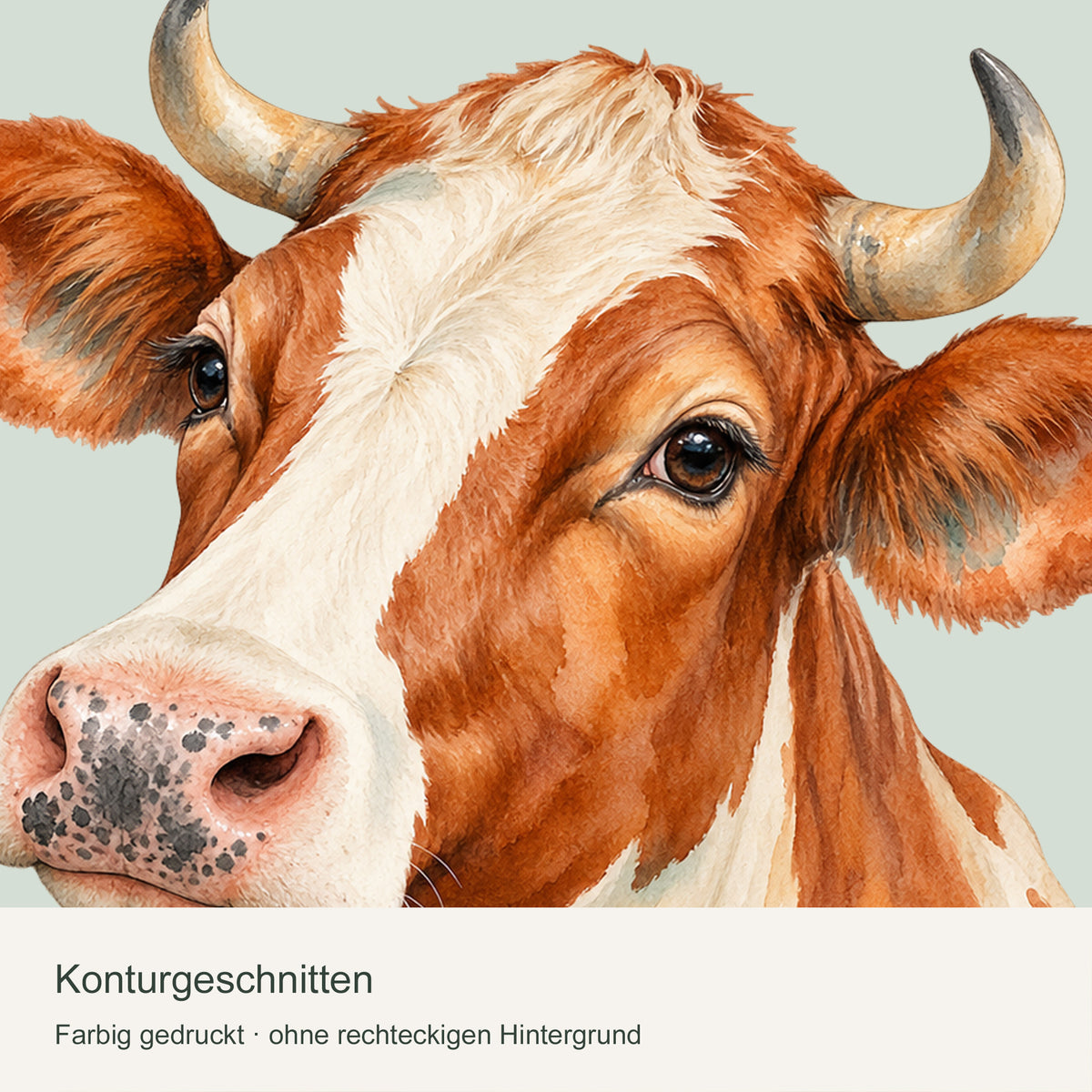 Wandtattoo Kuh in Aquarell – Kupferkuh – Konturgeschnittenes Motiv