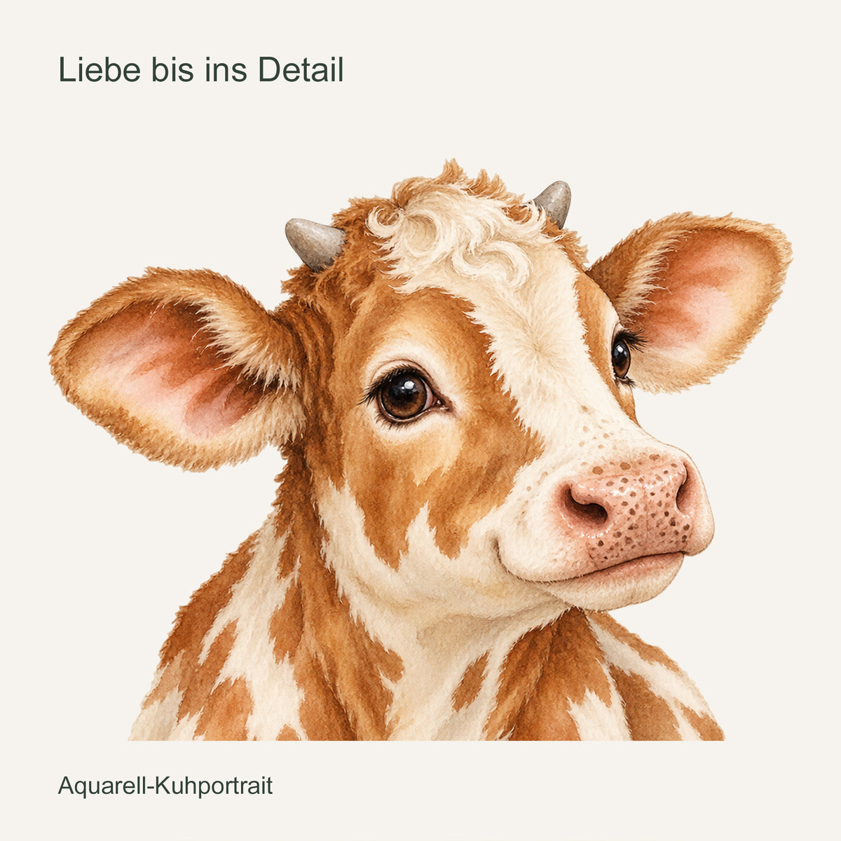 Wandtattoo Kuh in Aquarell – Fleckenkälbchen – Liebe bis ins Detail