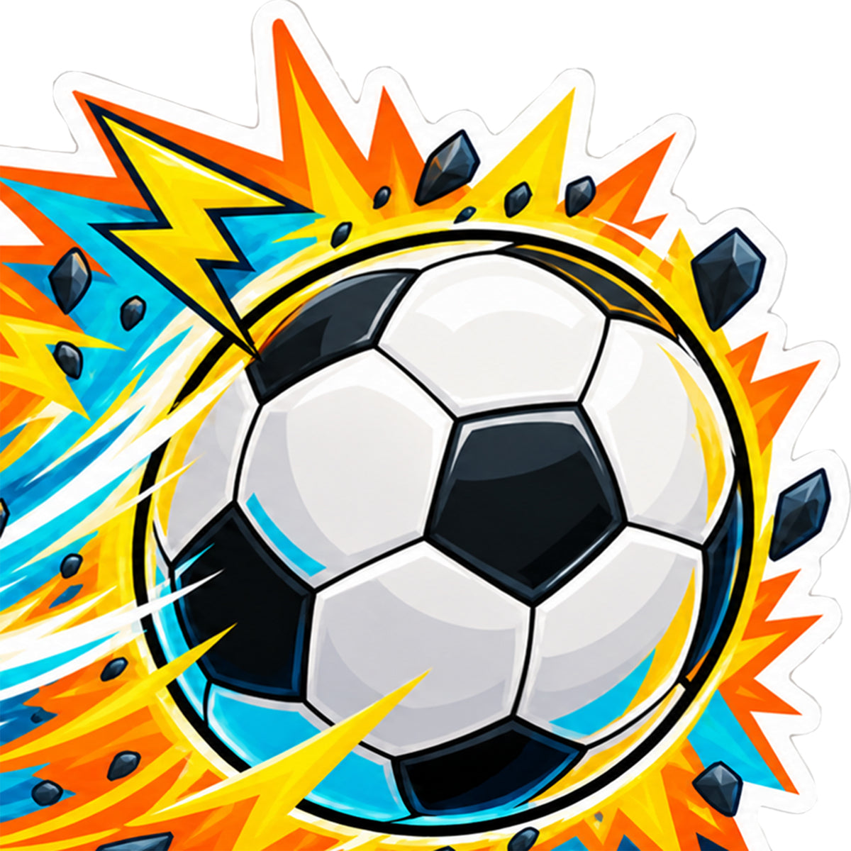 Fußball-Sticker Power-Schuss: Detailansicht des bedruckten Motivs