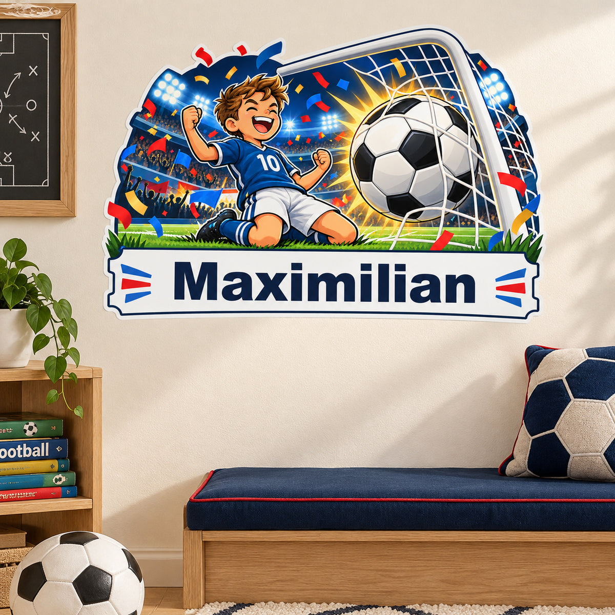 Fußball-Sticker Torjubel: Weitere Beispielansicht im Kinderzimmer