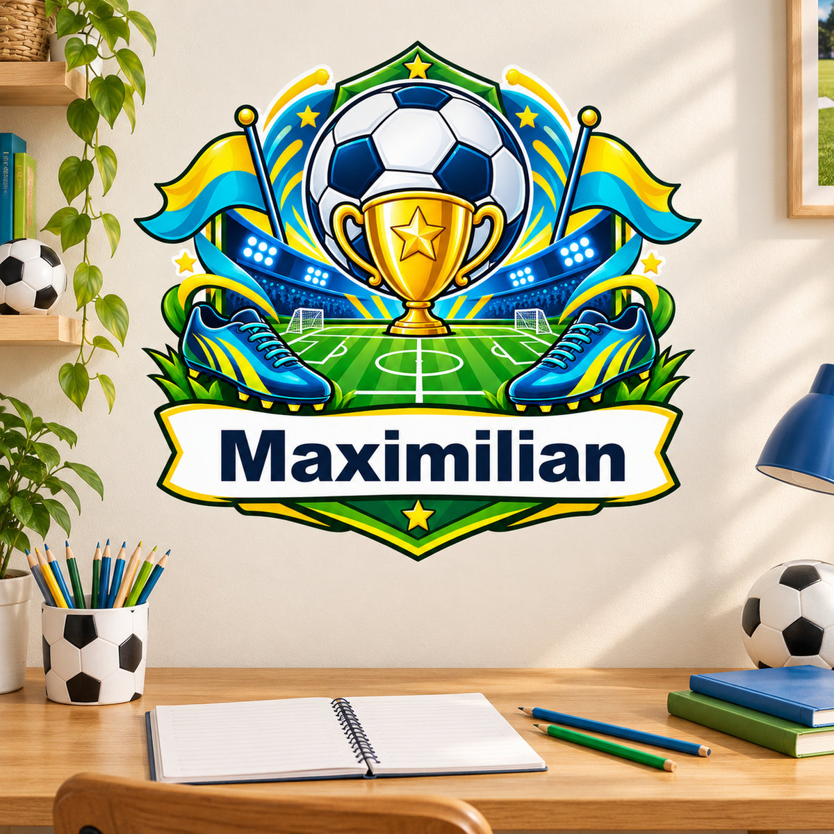 Fußball-Sticker Spielfeldheld: Beispiel für die persönliche Kinderzimmerdekoration