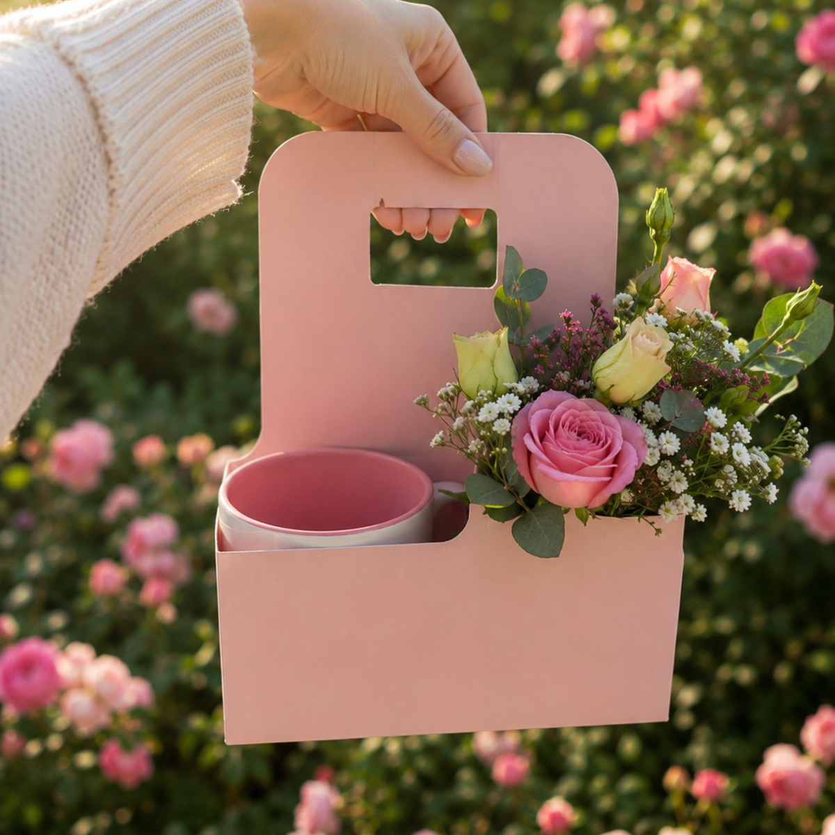 Tragebox Rosa für Blumen