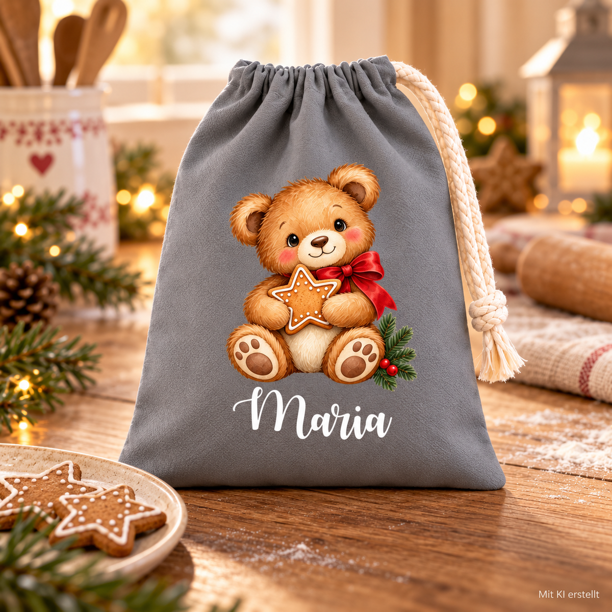 Geschenkidee der personalisierten Säckchen in 15 × 20 cm.