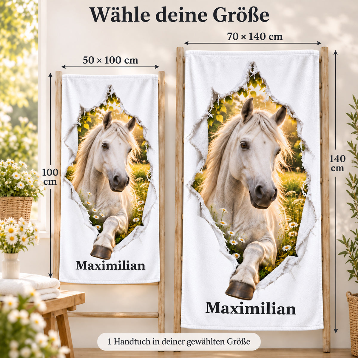 Handtuch mit Schimmel in den Größen 50 × 100 cm und 70 × 140 cm