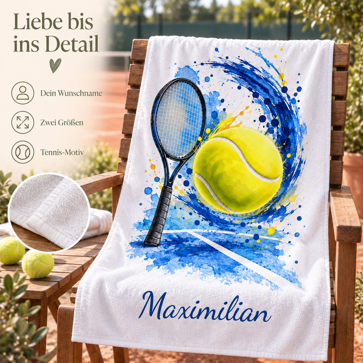 Personalisiertes Tennis-Handtuch Ball – Ansicht 4