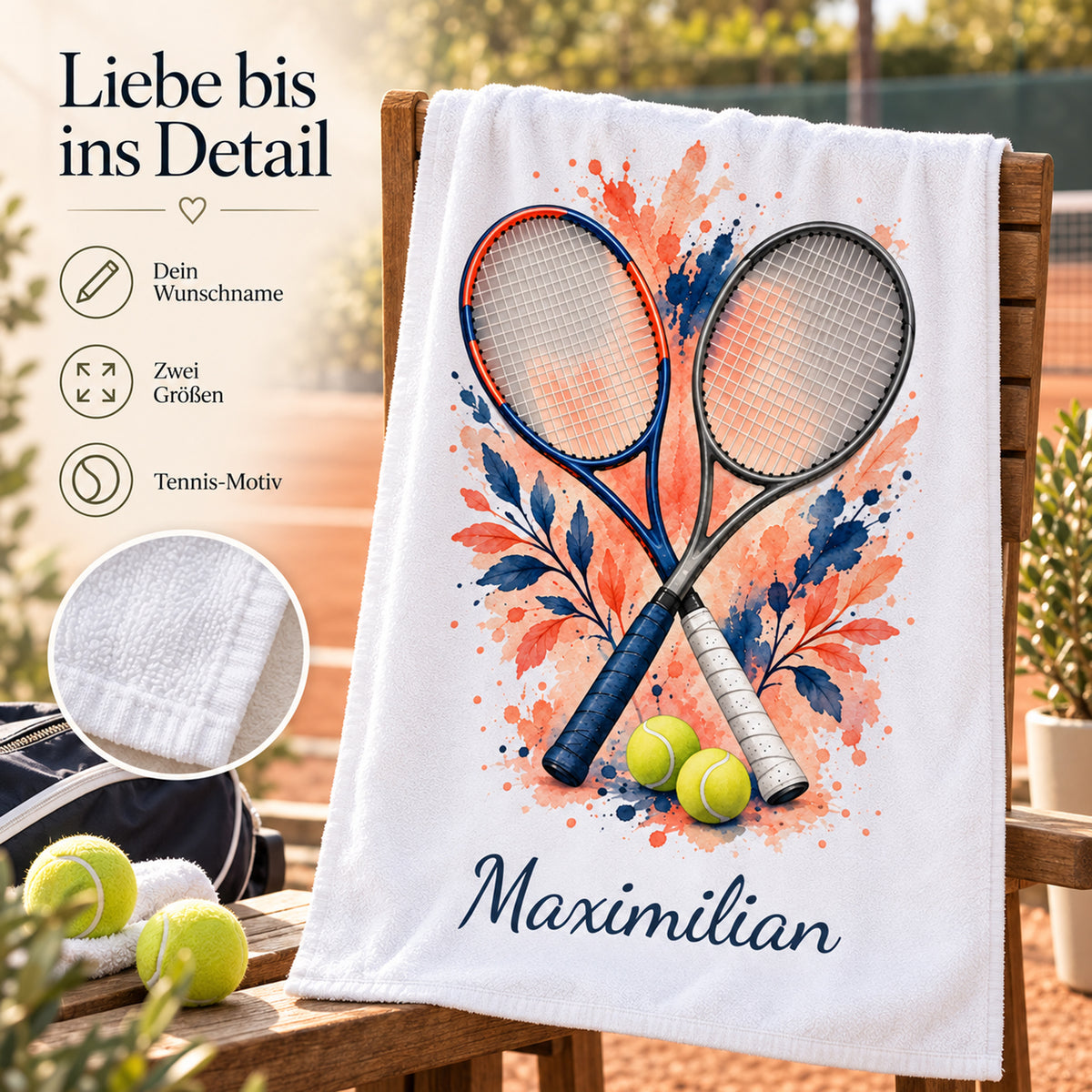 Personalisiertes Tennis-Handtuch Doppel – Ansicht 4