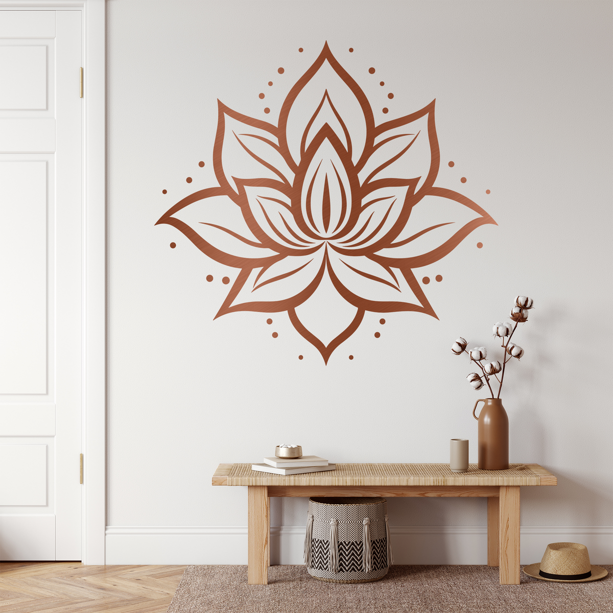 Goldfarbenes Wandtattoo mit Lotusblüte als freigestelltes Motiv