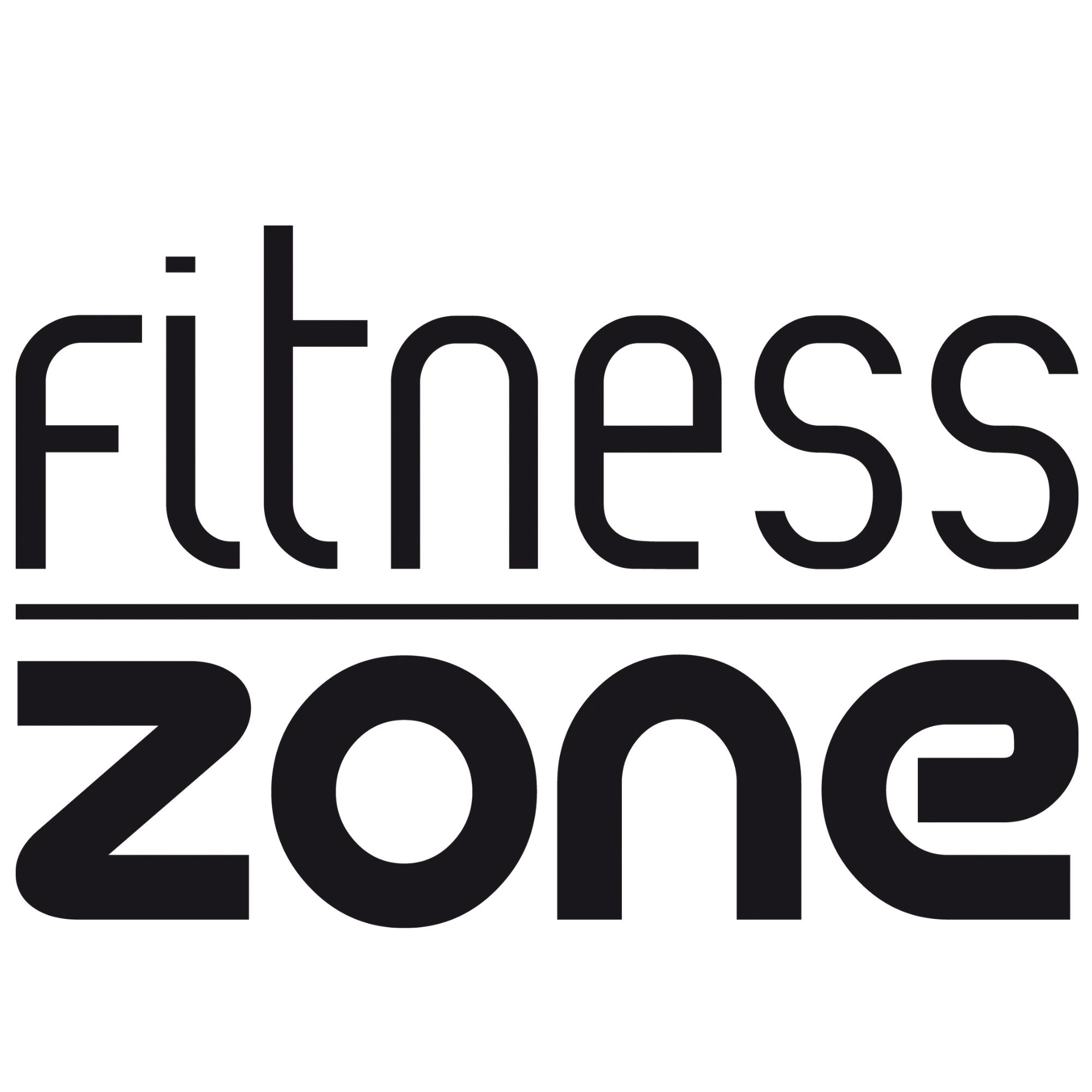 Schwarzes Logo mit dem Text "fitness zone".