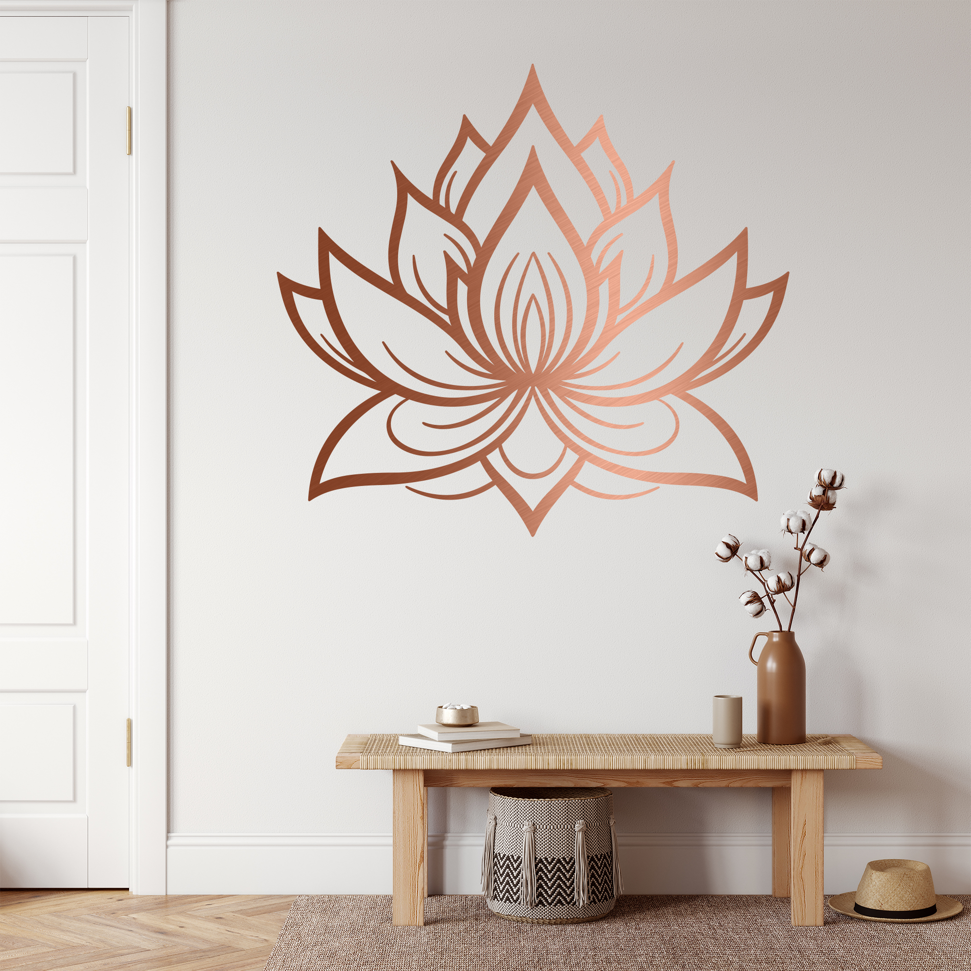 Grünes Wandtattoo mit Lotusblüte im Badezimmer