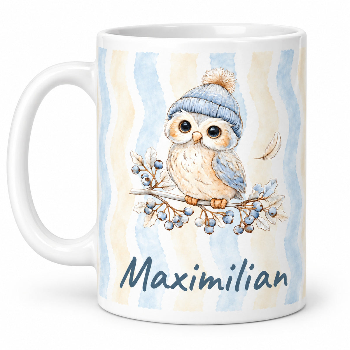 Personalisierte Wintertasse mit Eule – reverse