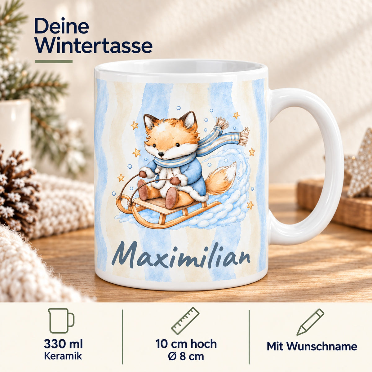 Tasse Fuchs mit Wunschname Maximilian – features