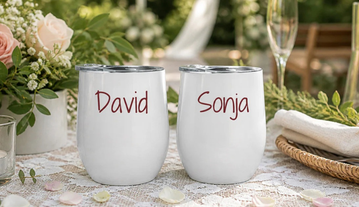 Personalisierte Weinbecher im Set verschenken: 15 Ideen für Paare, Freunde & JGA