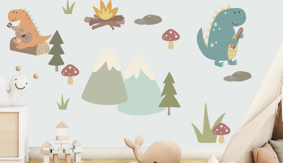 Dino-Kinderzimmer einrichten: Wandtattoos, Farben & Deko kombinieren – mit Vorher-Nachher-Ideen