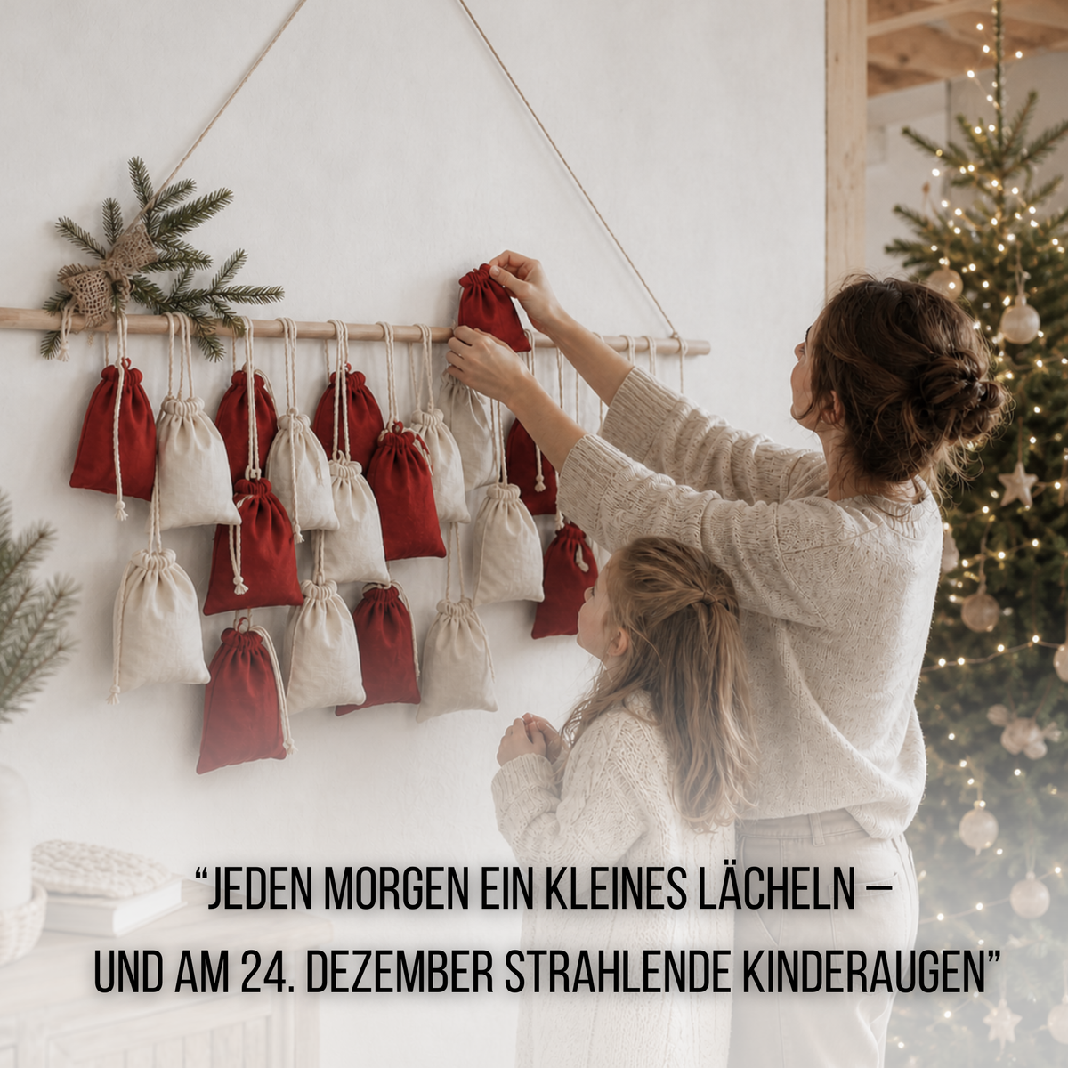 Baumwollsäckchen für deinen DIY-Adventskalender – Natur, 15 × 20 cm