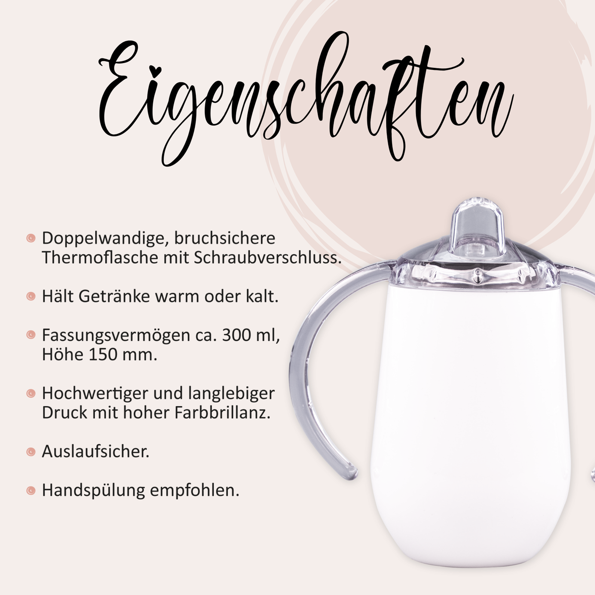 Doppelwandige weiße Thermoflasche mit Schraubverschluss.