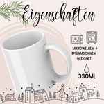 Weißer Kaffeebecher, 330ml, mikrowellen- und spülmaschinengeeignet.