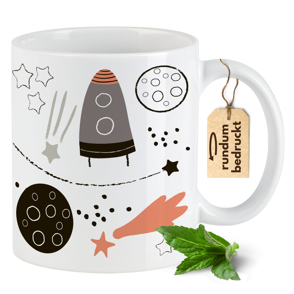 Tasse Weltraum und Raketen mit Namen personalisiert